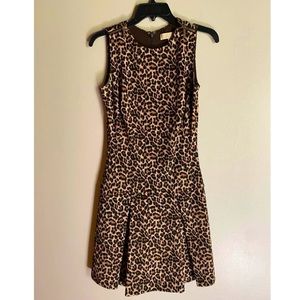 Michael Kors fit & flare cheetah dress with gold zipper details